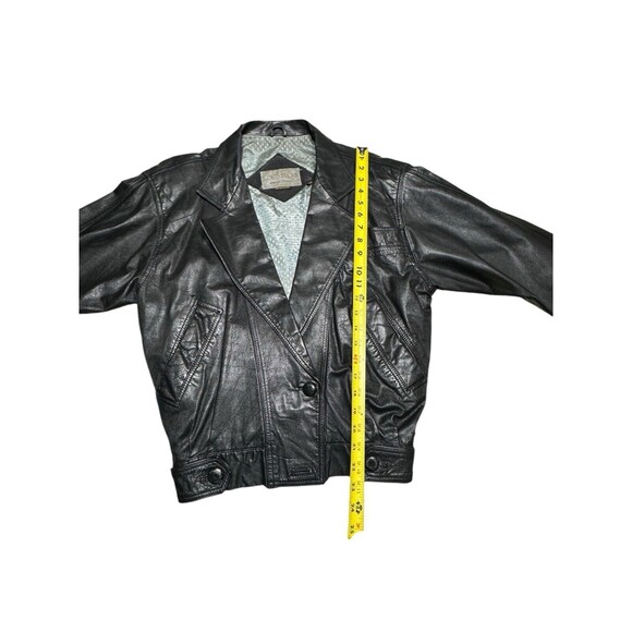 Vintage Carlo Amboldi Jacket‎ XS Mens Black Genuine Leather Bomber One Button - Picture 10 of 13